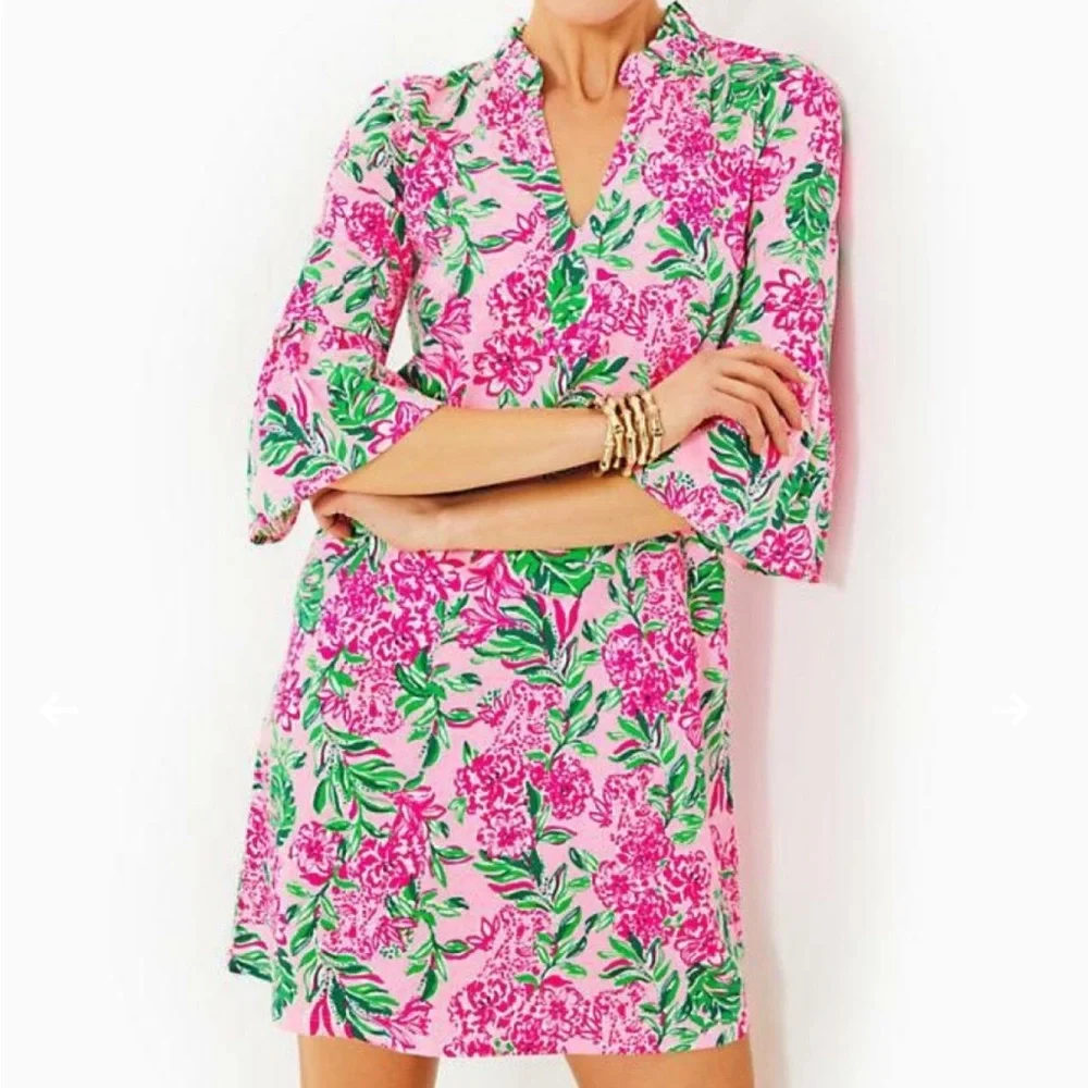 Lilly Pulitzer Pink and Green Floral Dress NWT size M - Picture 3 of 8